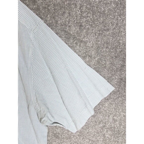 Old Navy Short Sleeve Mini Check Button Up‎ Shirt Mens Size XL Blue White Cotton - Picture 6 of 10
